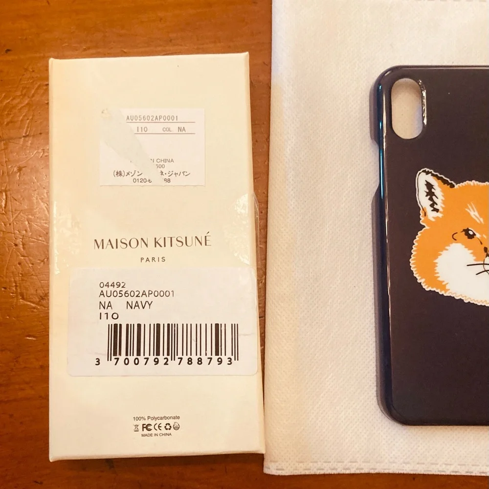Maison Kitsune Paris high shine navy with fox logo iPhone cover great condition